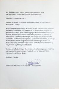 Warqada iscasilaada Maxamed Mursal